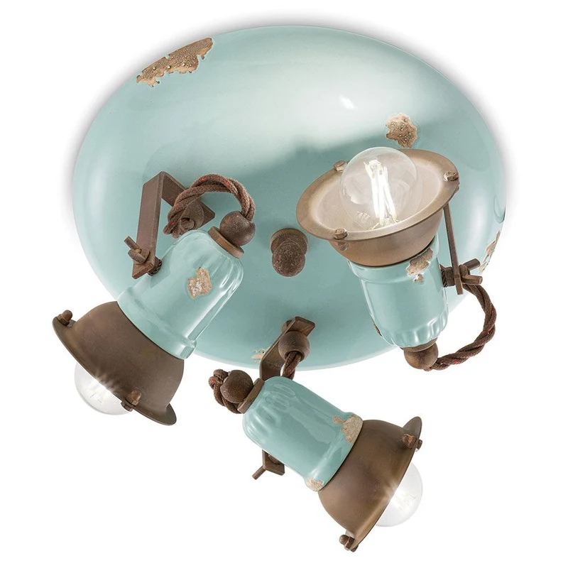 Ferroluce Loft Deckenrondell 3-flammig Blau
