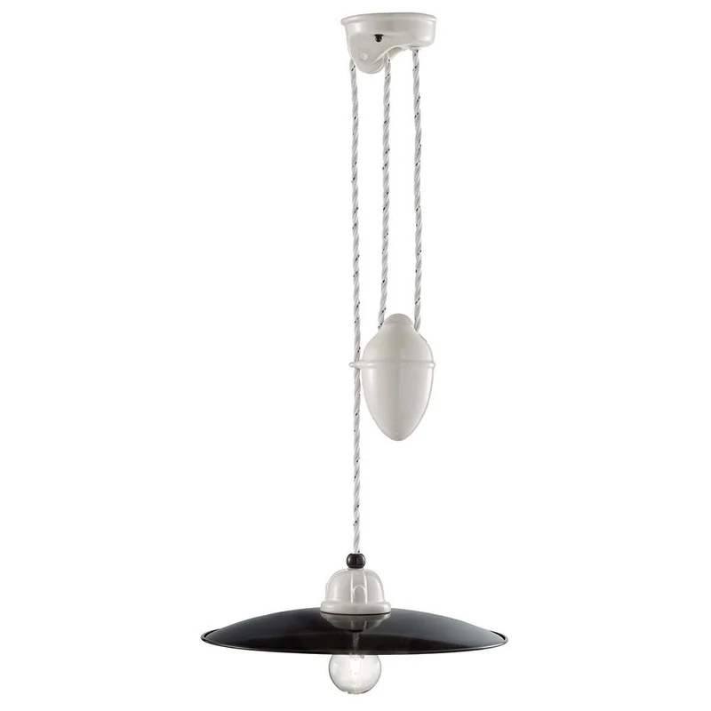 Ferroluce B&W Hängeleuchte mit Seilzug Ø 30cm