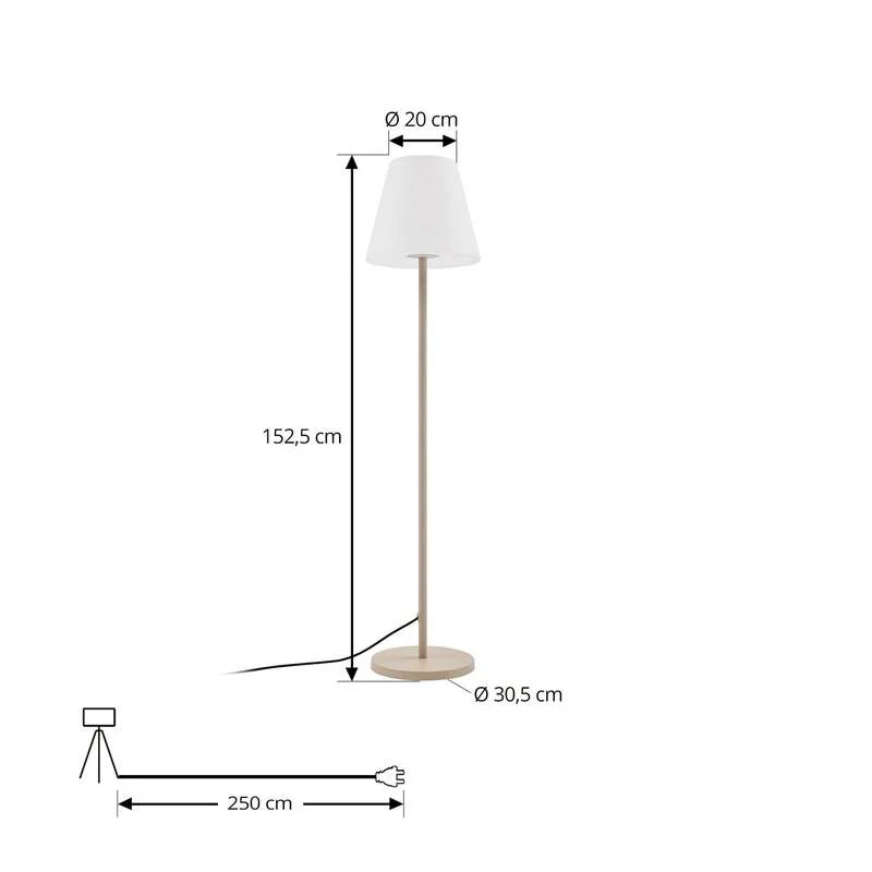 B-Ware Lucande Terrassenleuchte Jaimy LED Gartenlampe Außenleuchte beige 152,5cm
