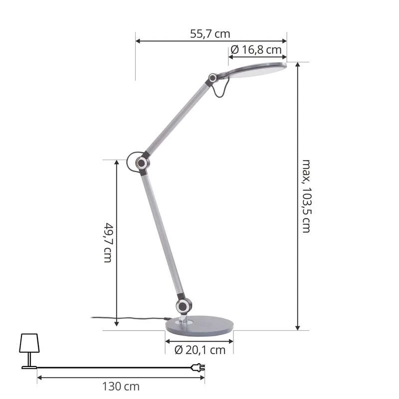 B-Ware Lindby Tischleuchte Nyxaris LED Lampe dimmbar Touchdimmer grau 50cm CCT 3-stufig