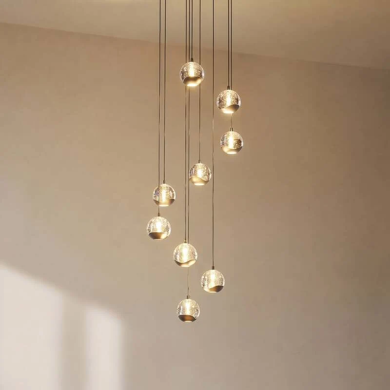 B-Ware Lucande Hängelampe Hängeleuchte Hayley LED Pendelleuchte 9-flg schwarz Glas 35cm