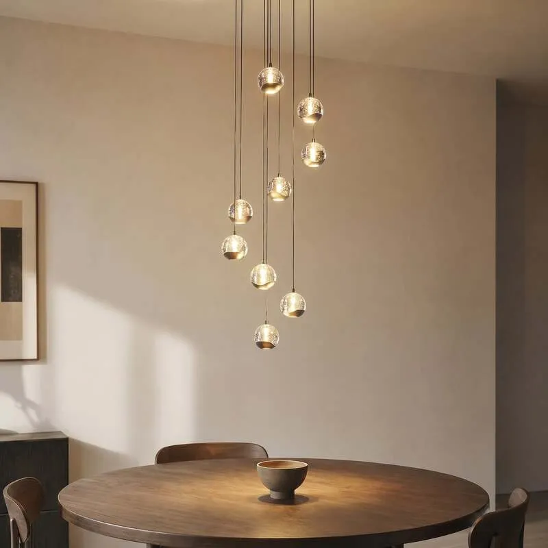 B-Ware Lucande Hängelampe Hängeleuchte Hayley LED Pendelleuchte 9-flg schwarz Glas 35cm