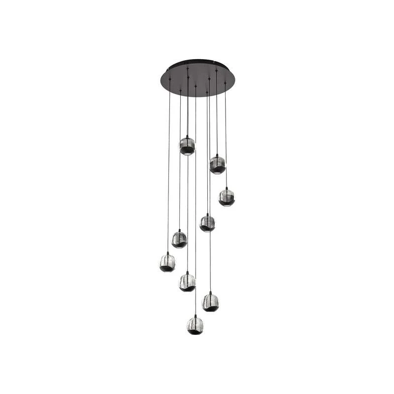 B-Ware Lucande Hängelampe Hängeleuchte Hayley LED Pendelleuchte 9-flg schwarz Glas 35cm