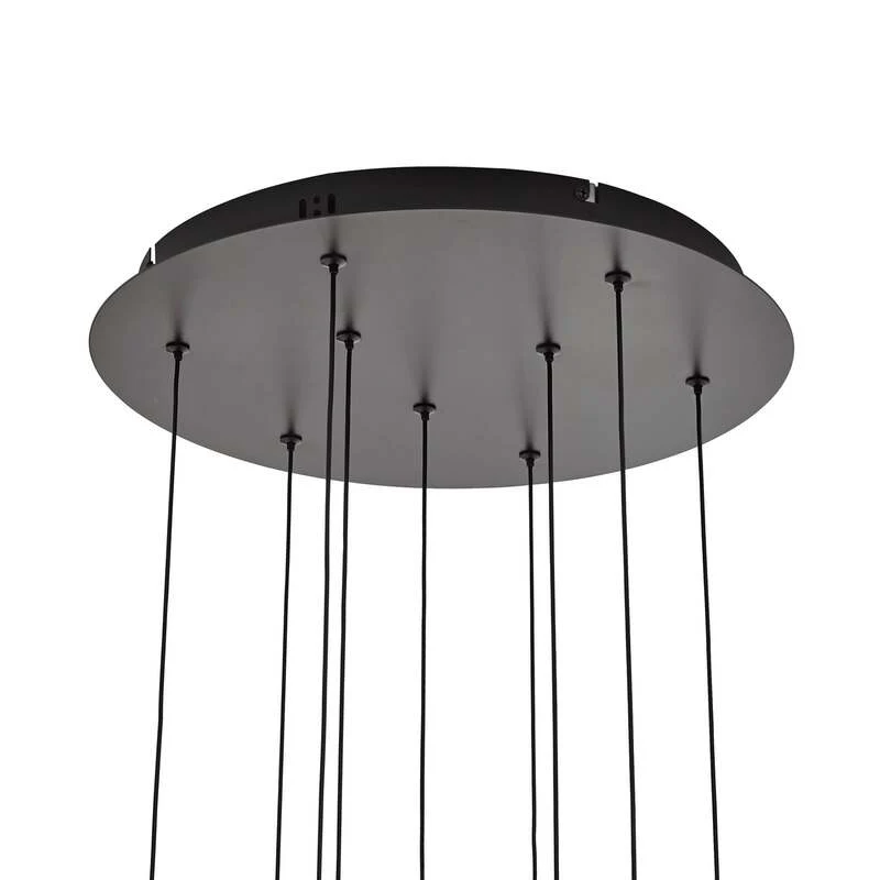 B-Ware Lucande Hängelampe Hängeleuchte Hayley LED Pendelleuchte 9-flg schwarz Glas 35cm