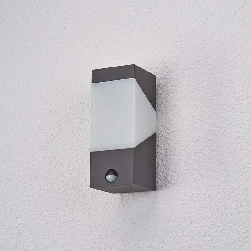 B-Ware Lucande Außenwandleuchte Kiran LED Wandleuchte mit Bewegungsmelder grau IP44 E27