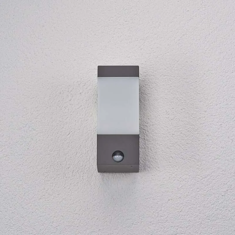 B-Ware Lucande Außenwandleuchte Kiran LED Wandleuchte mit Bewegungsmelder grau IP44 E27