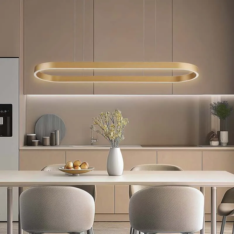 B-Ware Lucande Hängeleuchte Melinay LED Pendelleuchte dimmbar gold CCT Tuya 110x32cm