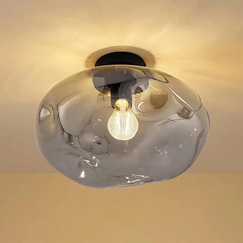 B-Ware Lindby Deckenleuchte Lelia LED Lampe dimmbar Glas rauchgrau Ø35cm 25cm hoch