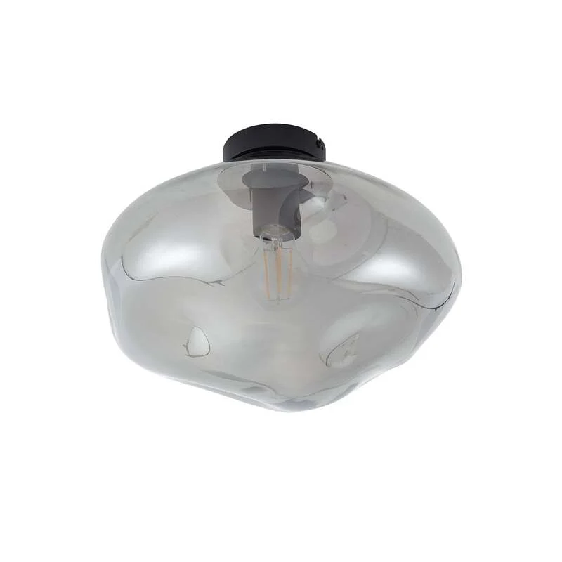 B-Ware Lindby Deckenleuchte Lelia LED Lampe dimmbar Glas rauchgrau Ø35cm 25cm hoch