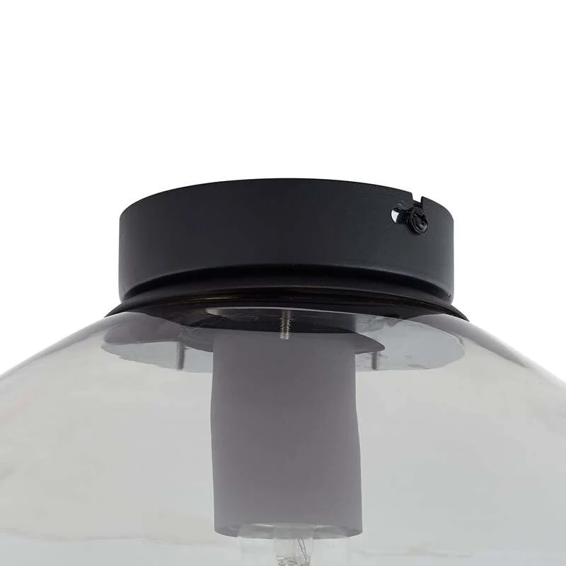 B-Ware Lindby Deckenleuchte Lelia LED Lampe dimmbar Glas rauchgrau Ø35cm 25cm hoch