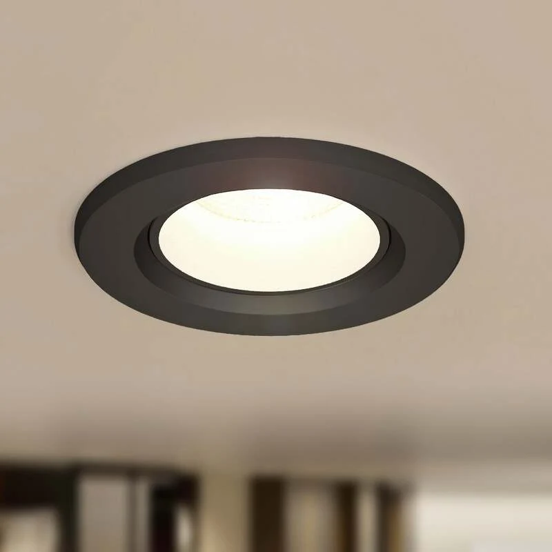 6x B-Ware Prios Einbauleuchte Shima LED dimmbar Spot 7W warmweiß schwarz Ø8,5cm Lampe