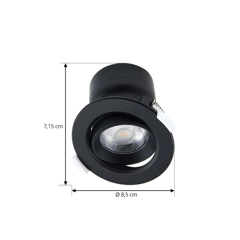 6x B-Ware Prios Einbauleuchte Shima LED dimmbar Spot 7W warmweiß schwarz Ø8,5cm Lampe
