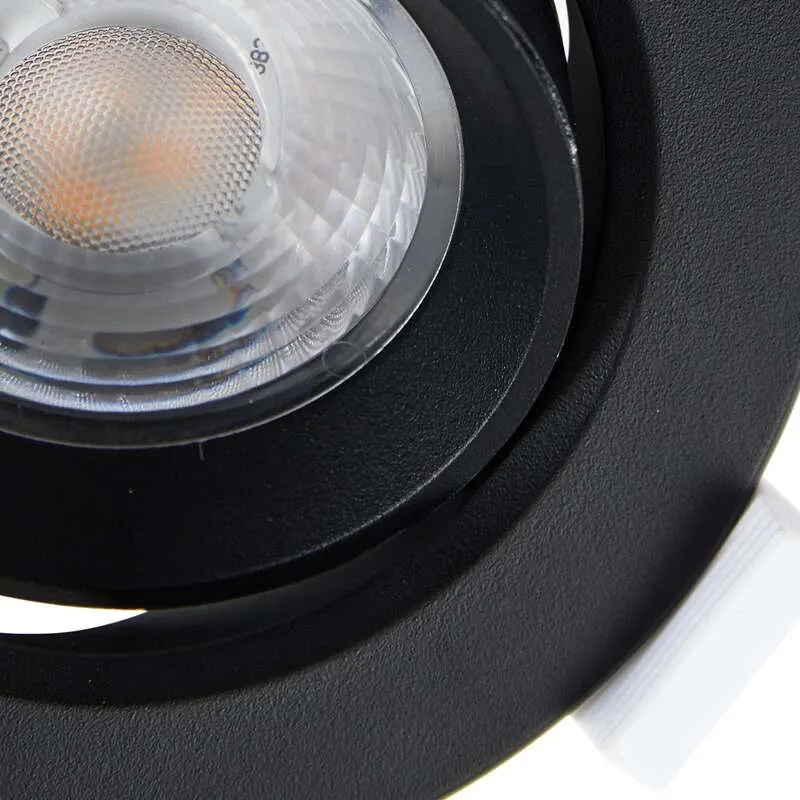 6x B-Ware Prios Einbauleuchte Shima LED dimmbar Spot 7W warmweiß schwarz Ø8,5cm Lampe