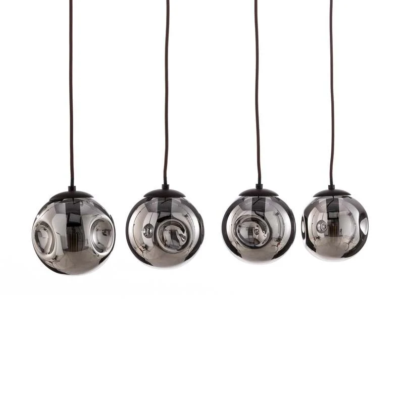 B-Ware Lindby Hängeleuchte Valentina 4-flg. Glas rund smoked für Esszimmer Wohnzimmer