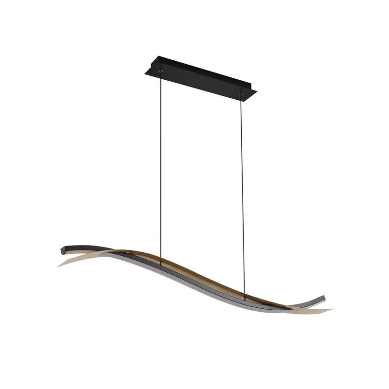 B-Ware Lucande LED-Hängeleuchte Alevia schwarz/gold dimmbar 100cm Eisen/Metall