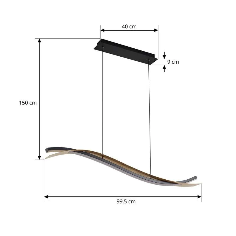 B-Ware Lucande LED-Hängeleuchte Alevia schwarz/gold dimmbar 100cm Eisen/Metall