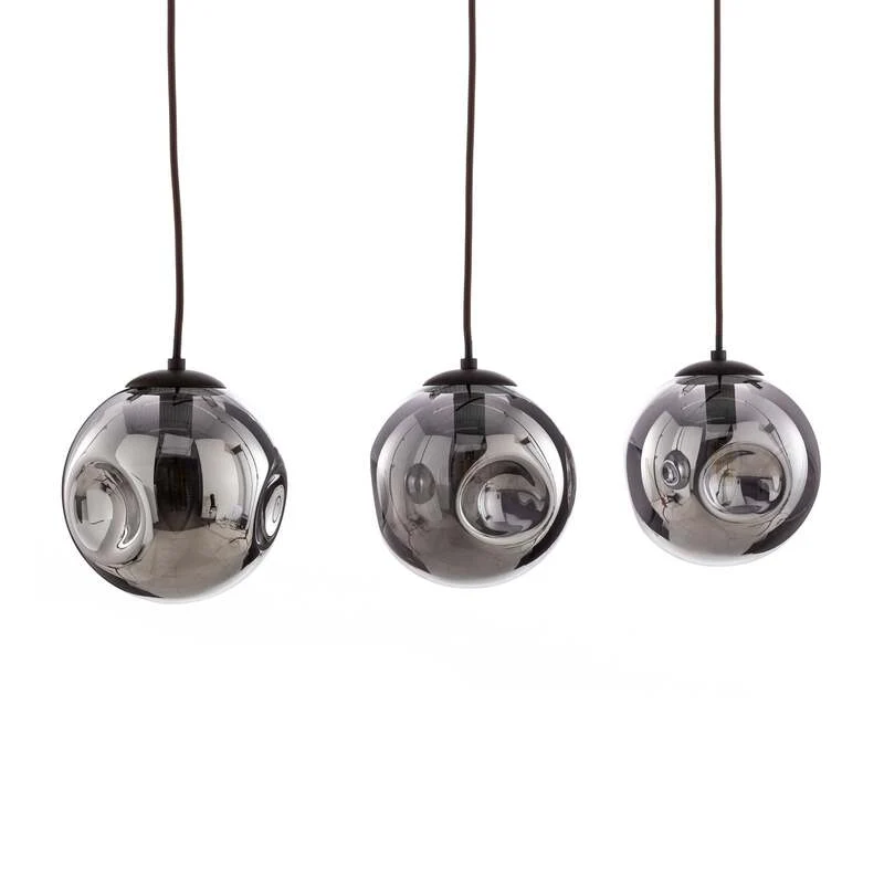 B-Ware Lindby Pendelleuchte Valentina 3-flg. rauchgrau rund Metall Glas 1500mm
