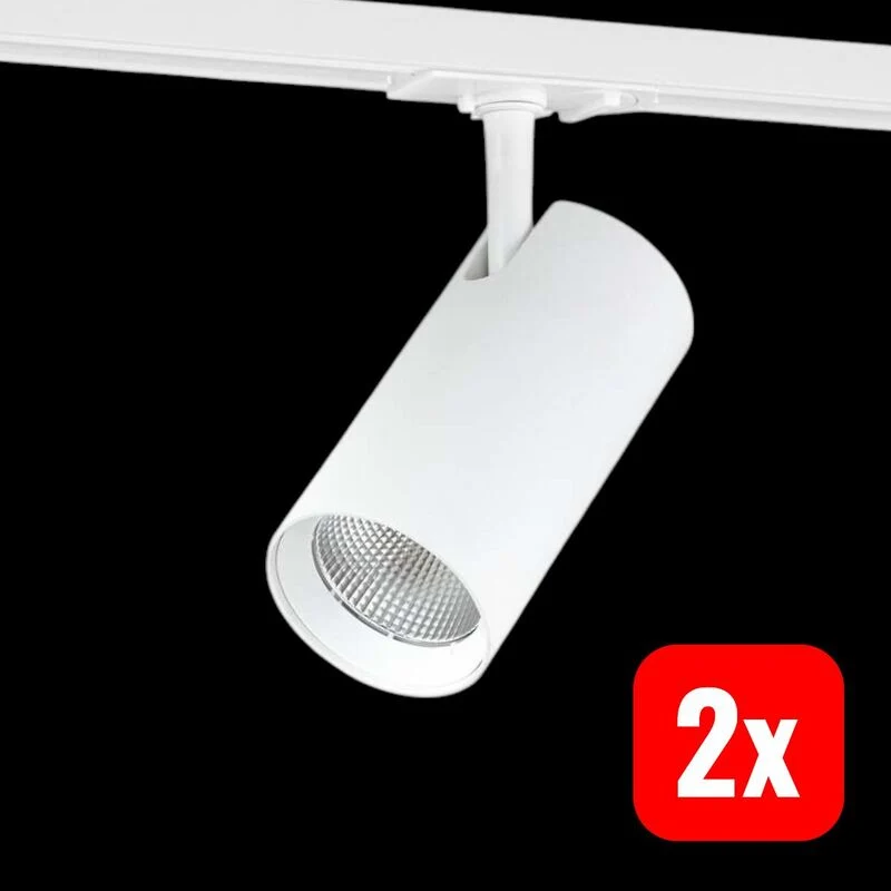 2x B-Ware Lindby LED Schienen Spot Linaro dimmbar Aluminium CCT 3000K bis 5700K weiß Ø7cm