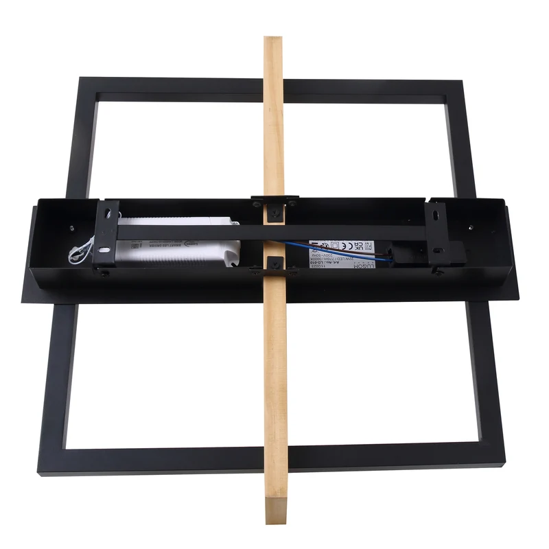 B-Ware Lindby LED-Deckenleuchte Holamu 46cm schwarz Holz Metall warmweiß 22W