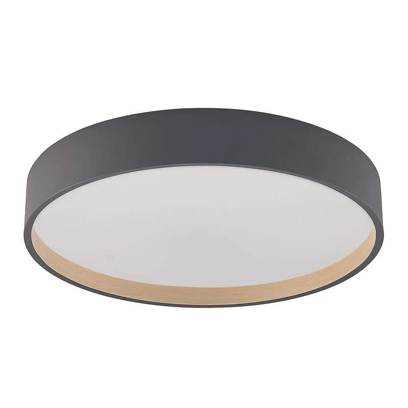 B-Ware Lindby Deckenleuchte Deckenlampe LED Rund Todor anthrazit Holz Wohnzimmer Flur