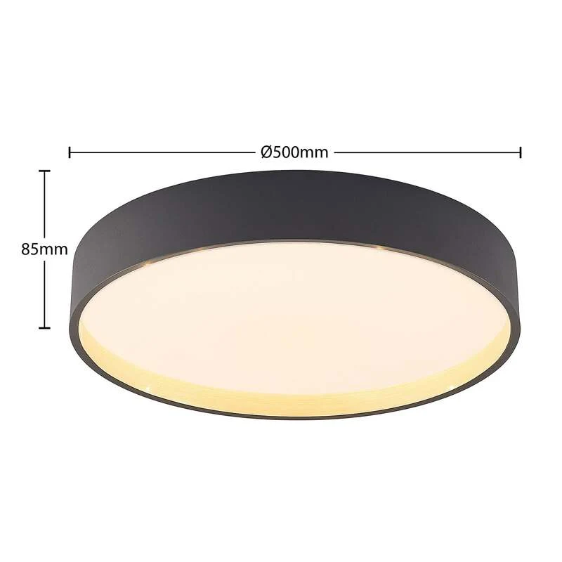 B-Ware Lindby Deckenleuchte Deckenlampe LED Rund Todor anthrazit Holz Wohnzimmer Flur