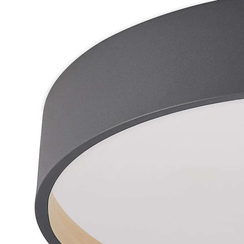B-Ware Lindby Deckenleuchte Deckenlampe LED Rund Todor anthrazit Holz Wohnzimmer Flur