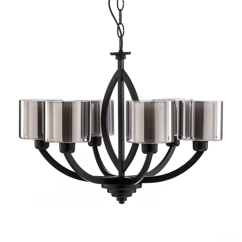 B-Ware Avonni AV-7002-1876-6BSY Kronleuchter Hängeleuchte schwarz 6-flammig E27 LED
