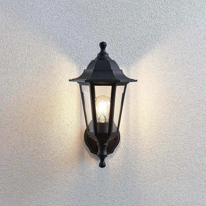 2x B-Ware Lindby Außenwandleuchte Nane in Laternenform Wandleuchte Wandleuchte schwarz