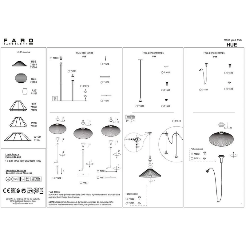 Outdoor Beton Bodenplatte Ø 45cm für Hue Structure Stehlampe