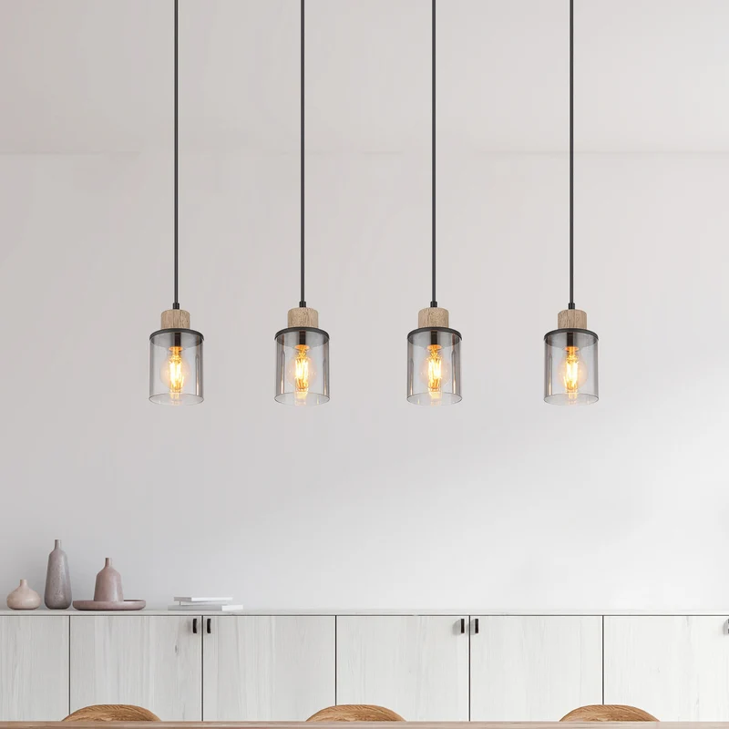 B-Ware Globo Pendelleuchte Hängeleuchte Reid LED 4-flammig dimmbar schwarz rauch 78cm