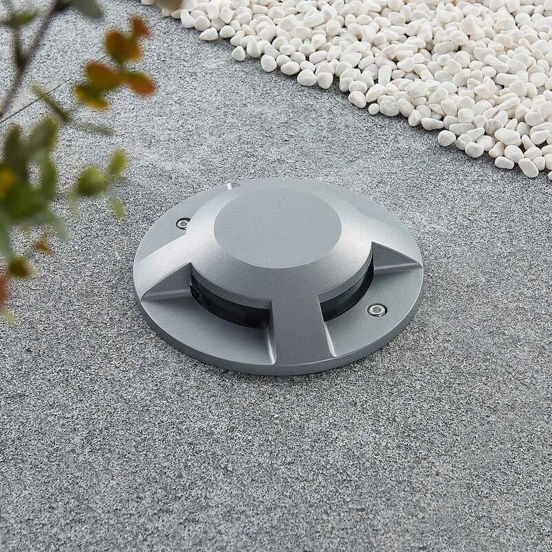 B-Ware Lucande LED-Bodenstrahler Jeffrey Gartenleuchte silber 4 Lichtaustritte IP67
