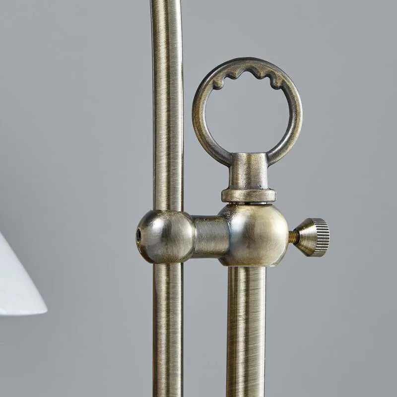 B-Ware Lindby Tischlampe Otis LED Lampe höhenverstellbar altmessing Glas 60,5cm E14