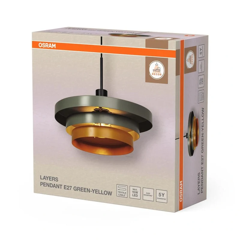 B-Ware OSRAM Pendelleuchte Hängelampe Decor Layers E27 LED Grün Innenleuchte Ø 40 cm
