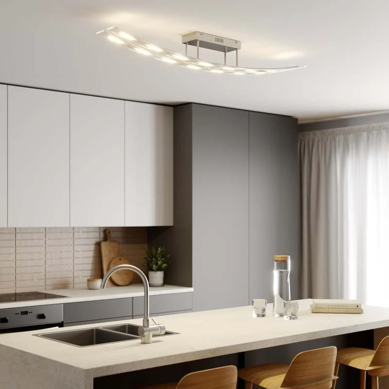 B-Ware Lindby Deckenleuchte Jarda LED Lampe dimmbar warmweiß 134cm nickel matt 5760lm