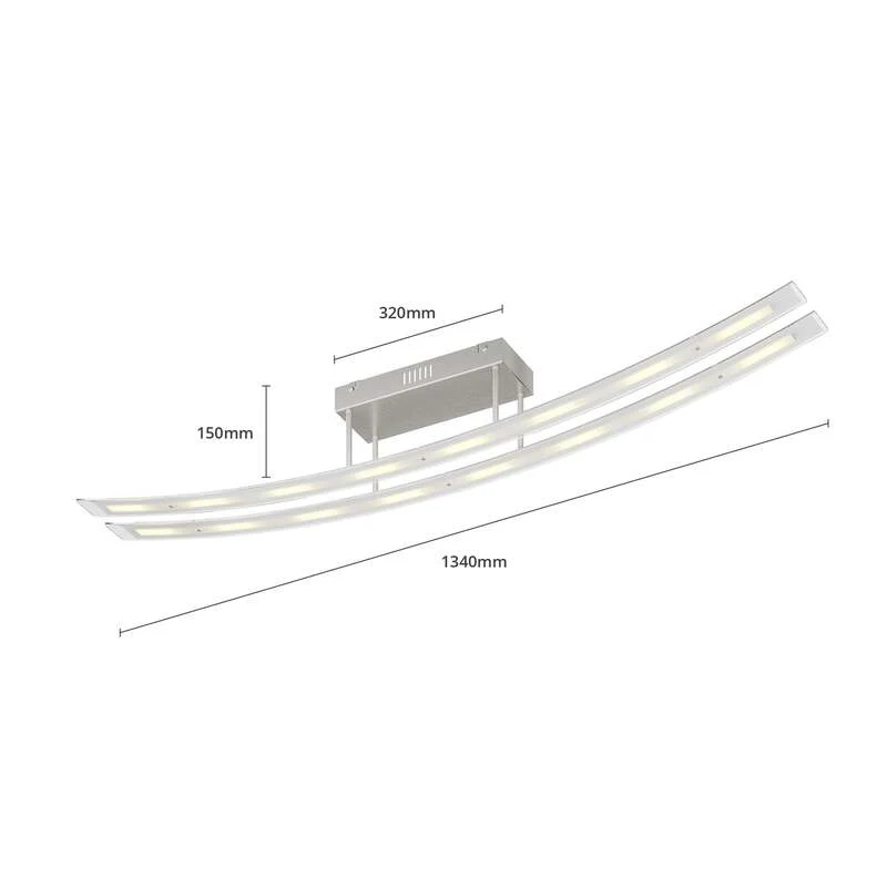 B-Ware Lindby Deckenleuchte Jarda LED Lampe dimmbar warmweiß 134cm nickel matt 5760lm
