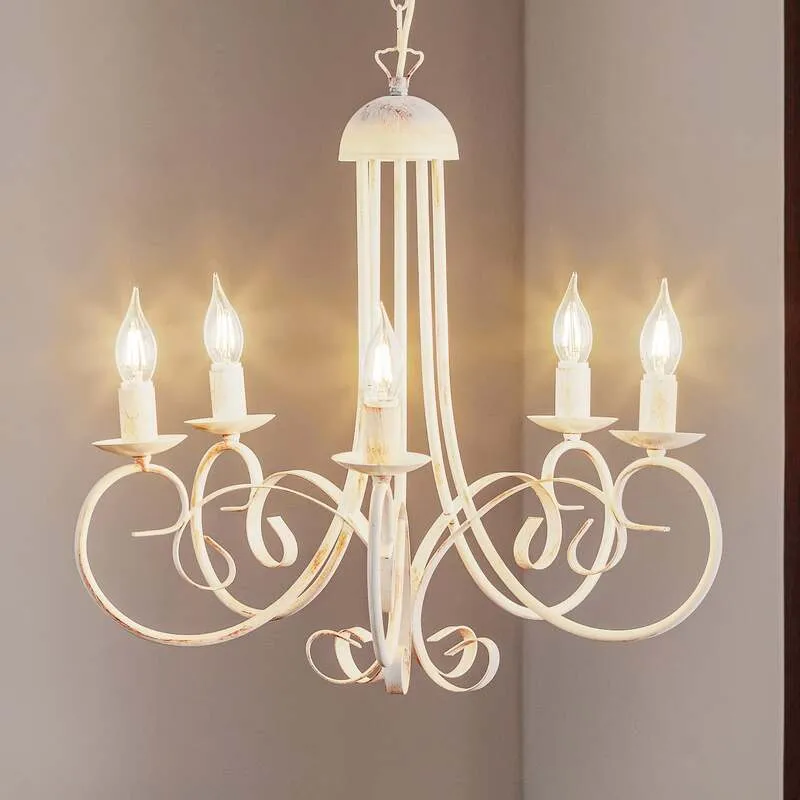 B-Ware Euluna Kronleuchter Pompei Hängelampe LED Pendelleuchte dimmbar weiß antik 60cm