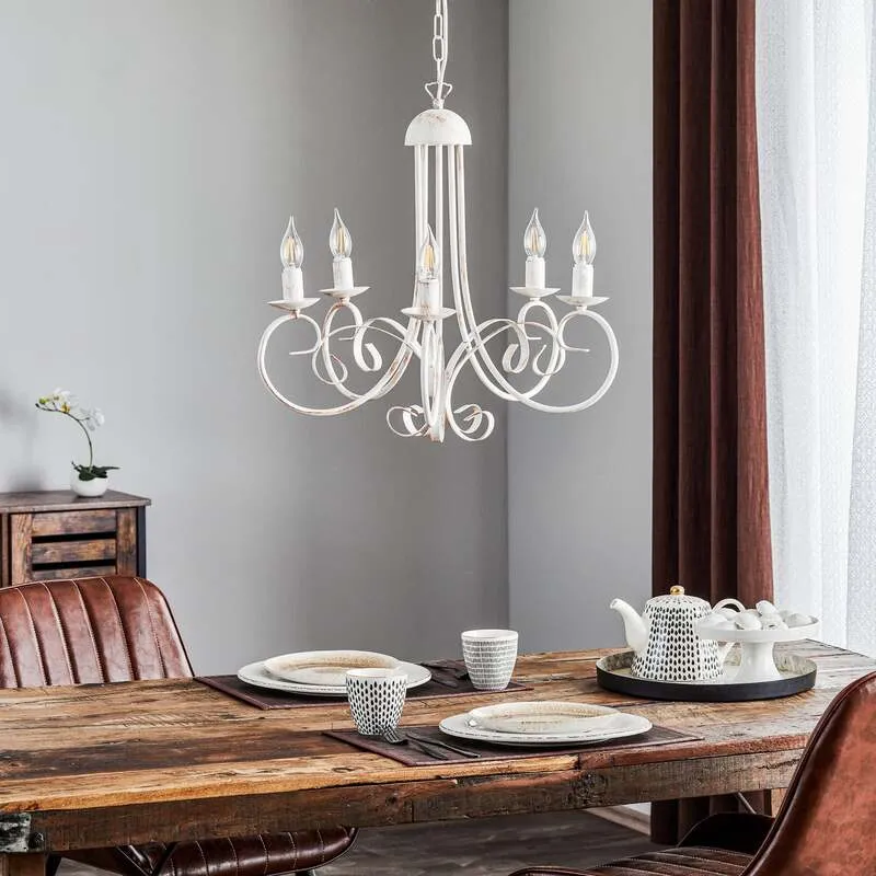 B-Ware Euluna Kronleuchter Pompei Hängelampe LED Pendelleuchte dimmbar weiß antik 60cm