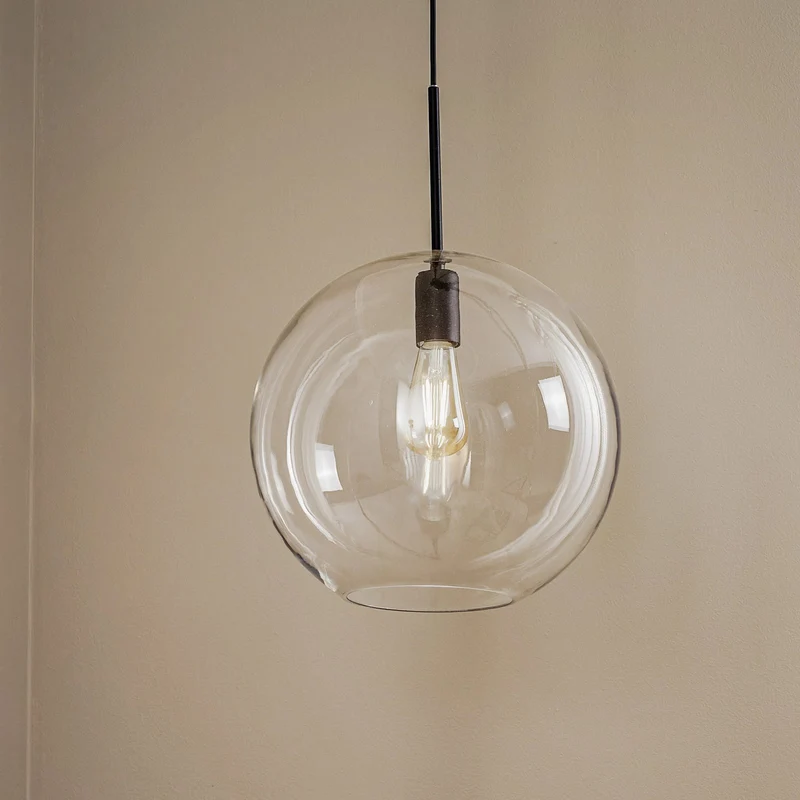 B-Ware Hängeleuchte Sphere XL Nowodvorski mit Glasschirm transparent schwarz 40W E27
