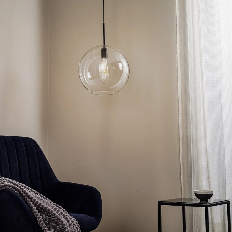 B-Ware Hängeleuchte Sphere XL Nowodvorski mit Glasschirm transparent schwarz 40W E27