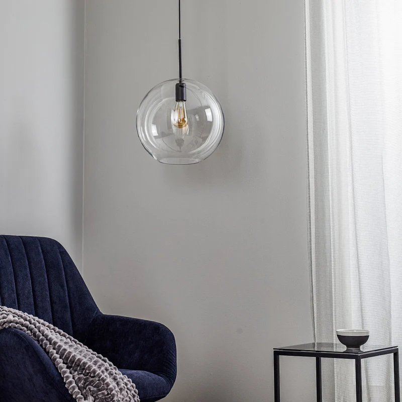 B-Ware Hängeleuchte Sphere XL Nowodvorski mit Glasschirm transparent schwarz 40W E27