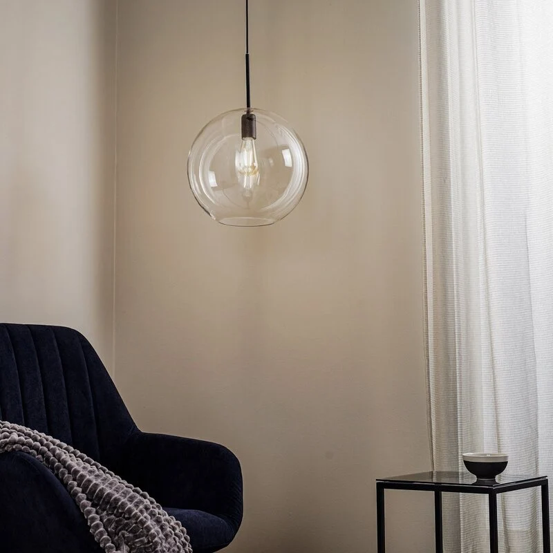 B-Ware Hängeleuchte Sphere XL Nowodvorski mit Glasschirm transparent schwarz 40W E27