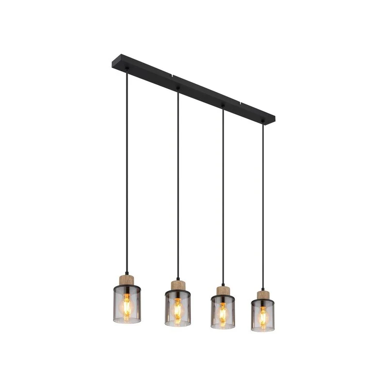 B-Ware Globo Pendelleuchte Hängeleuchte Reid LED 4-flammig dimmbar schwarz rauch 78cm