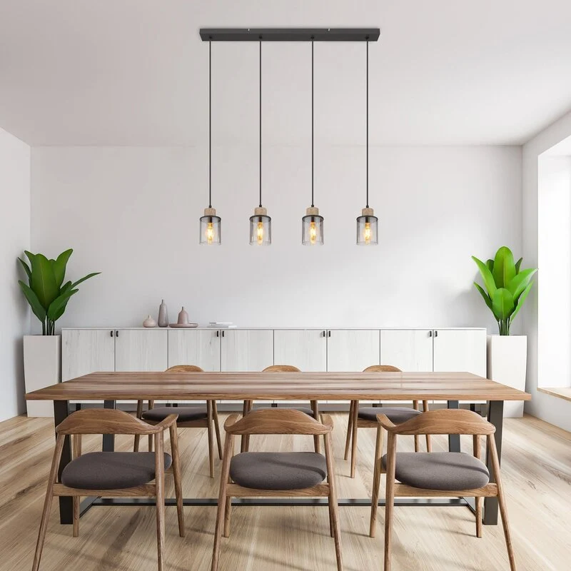 B-Ware Globo Pendelleuchte Hängeleuchte Reid LED 4-flammig dimmbar schwarz rauch 78cm