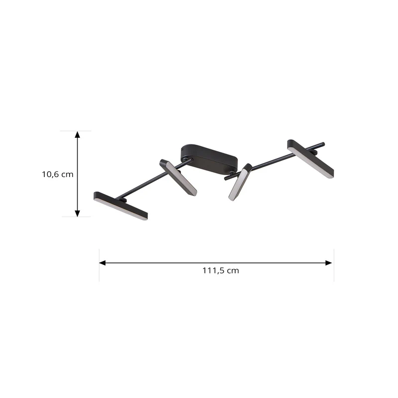 B-Ware Lindby LED-Deckenleuchte Eldrin 4-flg schwarz drehbar für Wohnzimmer 123 cm
