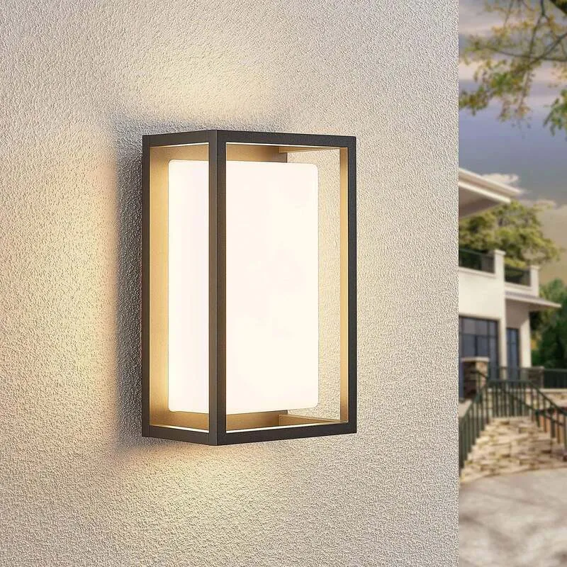 B-Ware Lucande Außenwandleuchte Ilirian LED Gartenlampe Wandleuchte anthrazit 15x25cm