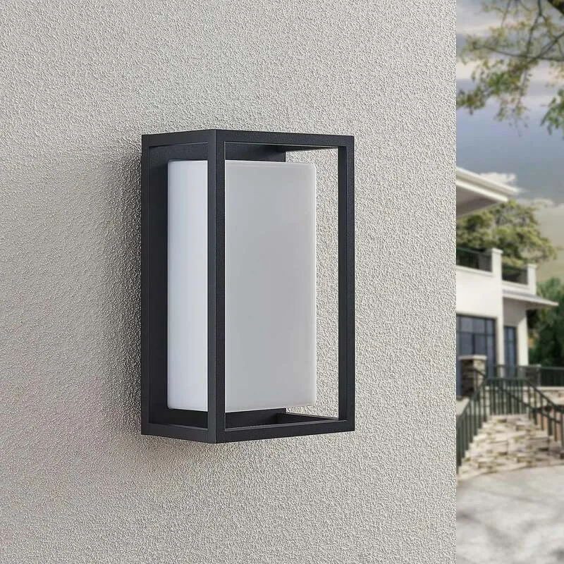 B-Ware Lucande Außenwandleuchte Ilirian LED Gartenlampe Wandleuchte anthrazit 15x25cm