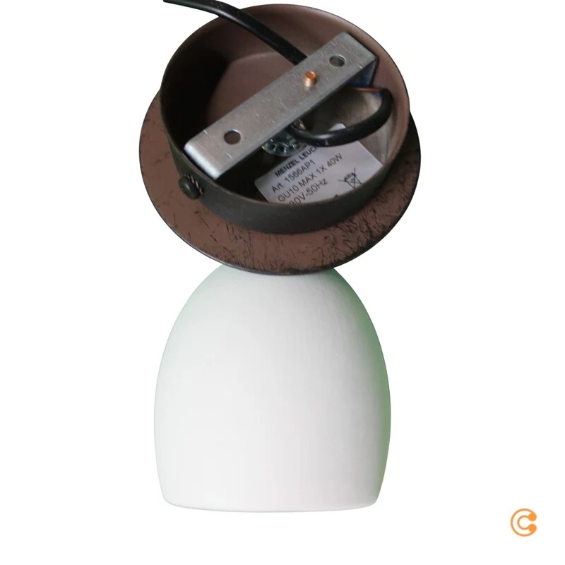 B-Ware Menzel Wandspot Strahler Keramik Eisen Provence matt dunkelbraun weiß GU10 LED
