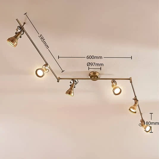 B-Ware Lindby Deckenlampe Deckenleuchte Perseas Altmessing 6 Flammig Strahler GU10311