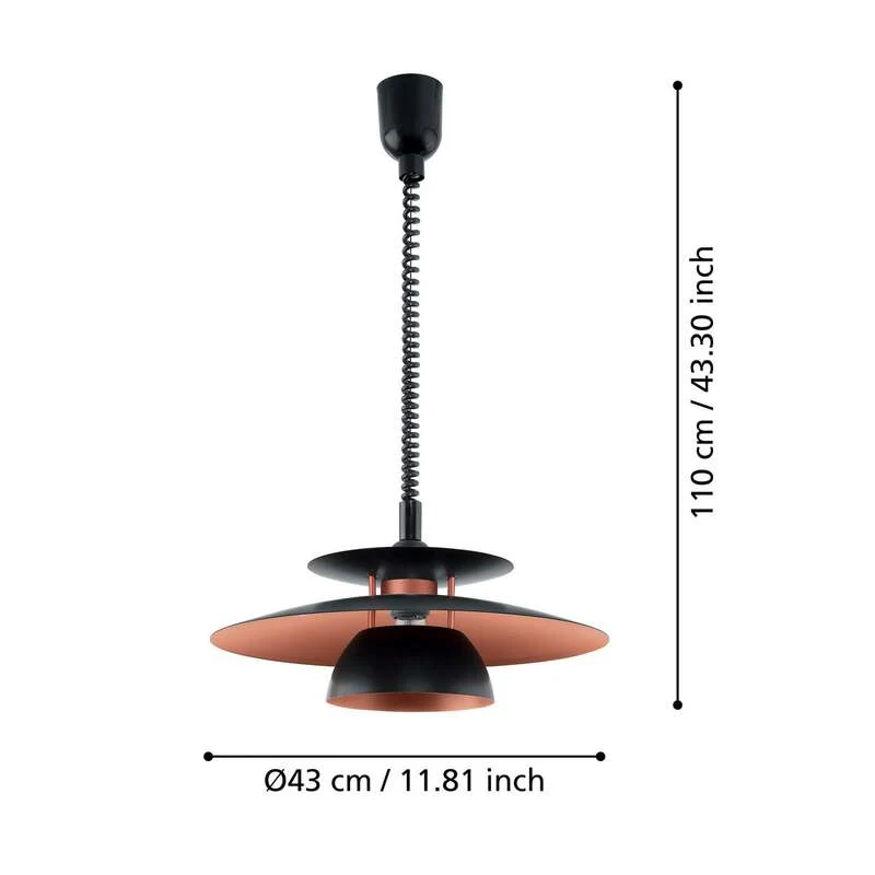 B-Ware Eglo Hängeleuchte Brenda LED Pendelleuchte dimmbar schwarz kupfer 110cm Höhe