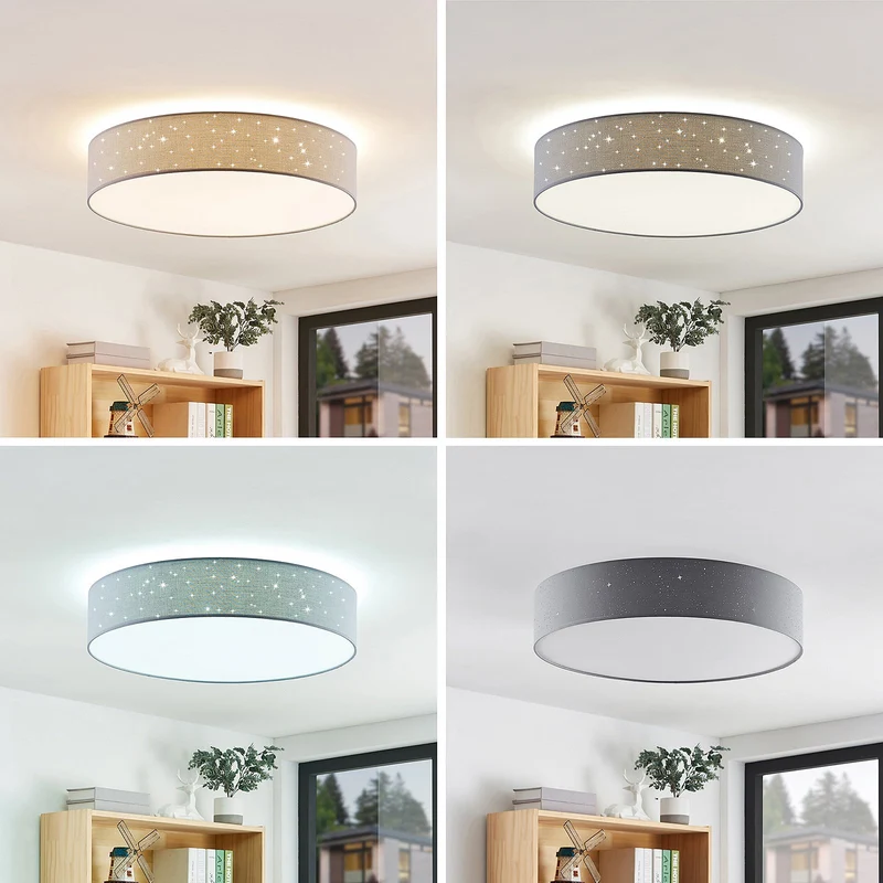B-Ware Lindby Deckenlampe Ellamina LED Lampe dimmbar hellgrau mit Fernbedienung 60cm